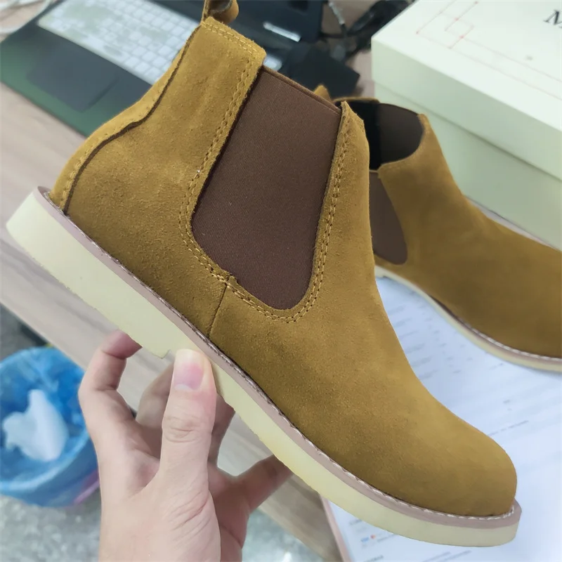 

Extra Size 37-47 Genuine Leather Shoes High Top Good Quality Real Leather Chelsea Boots for Men