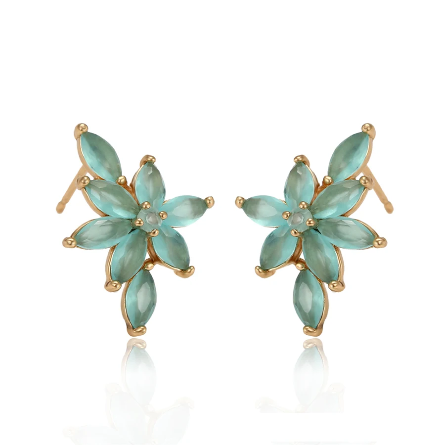 

A00520203 xuping fashion jewelry 18k gold-plated blue flower stud earring