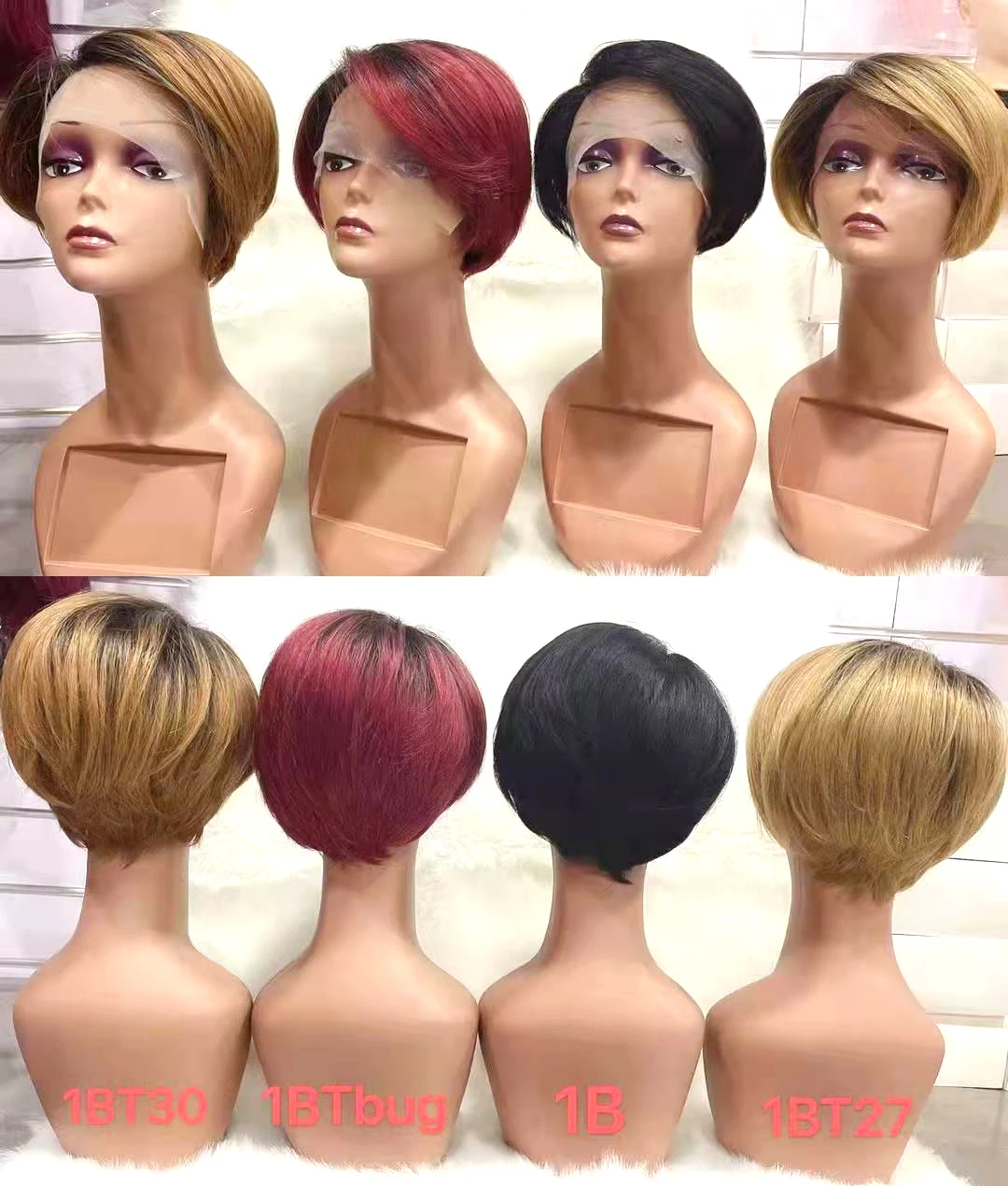 

Short Pixie Cut Straight Wig Natural Human Hair Pixie Bob Closure Wig With short Lace For Women