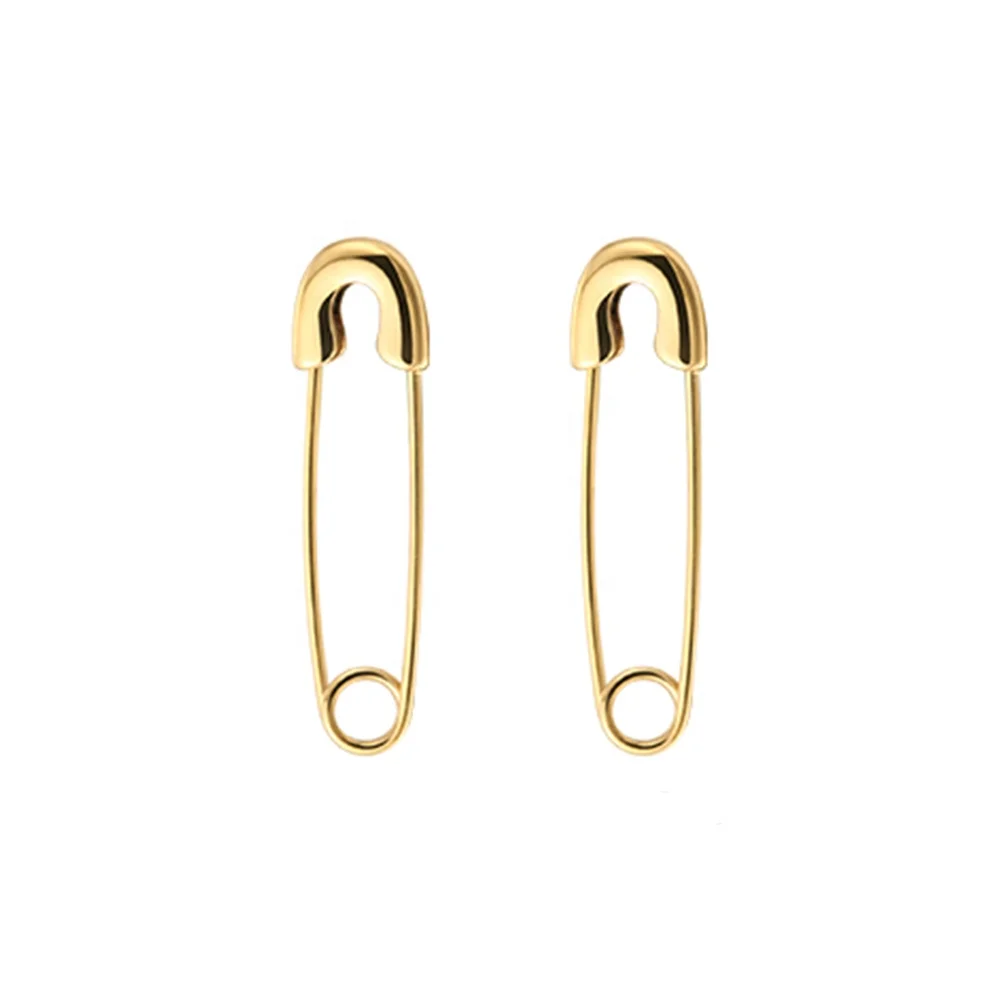 Latest 18K Gold Plated Stainless Steel Jewelry Gold Color Hoop Earring Safety Pin Accessories  Earrings E5217