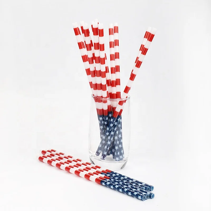 

Eco-friendly animal print drinking Reusable Straw PP Hard Plastic Straws White Bottom Color Flag Printing Straw, Stainless steel color