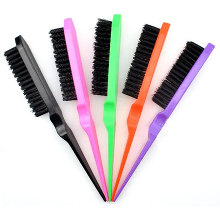 

New Design Hair Brush Hairdressing Hairdresser Brushes Teasing Back Combing Brushes Slim Line Styling Comb Tools, Pink black green purple