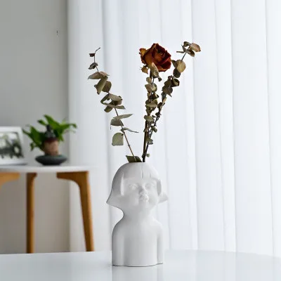 

Creative Ceramic Vase Sculpture Flower Arrangement Gift Art Ceramic Vase Female Home Desktop Decoration, White black brown glod