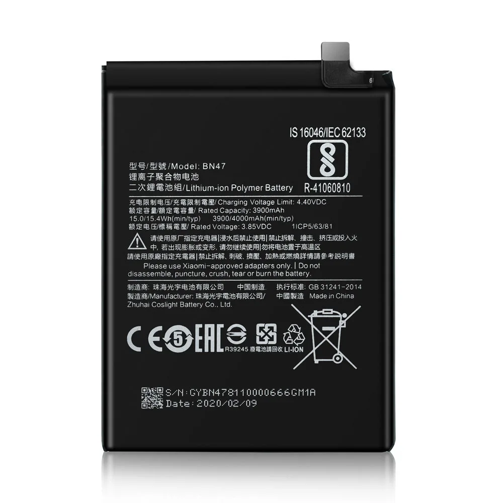 

Replacement Li-ion high quality Battery BN47 For Xiaomi Redmi 6 Pro Akku DDP service 100% brand-new 4000mAh hot-selling, As the picture show