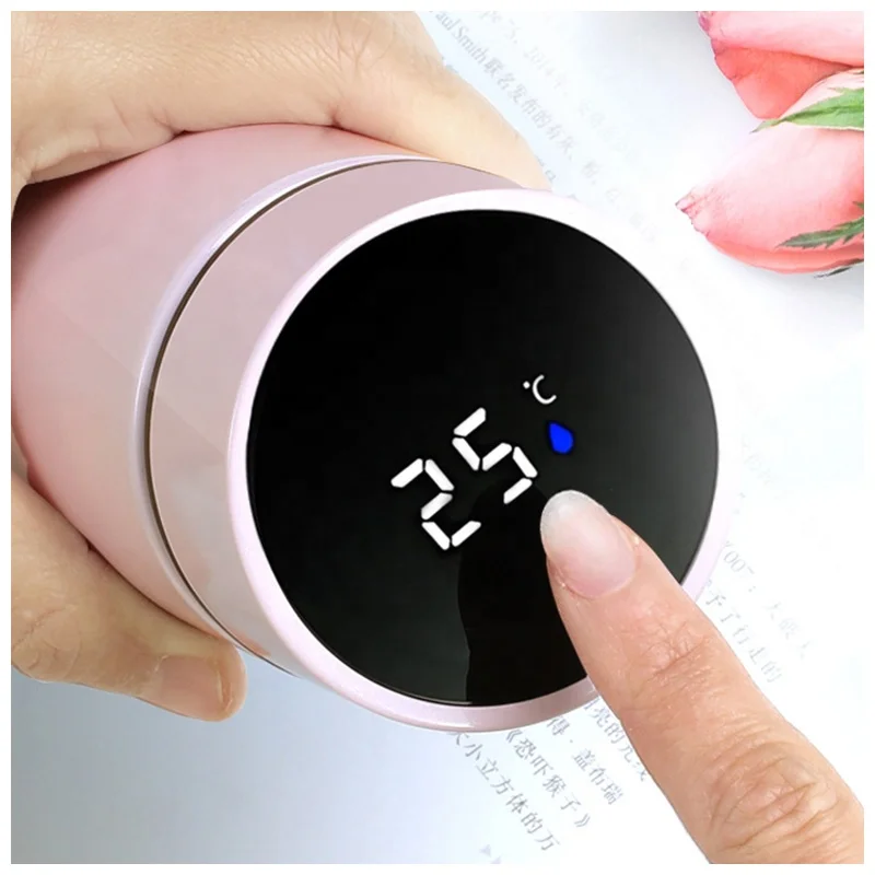 

500ml double wall stainless steel vacuum insulated temperature display wholesale digital color changing cups smart water bottle, Various