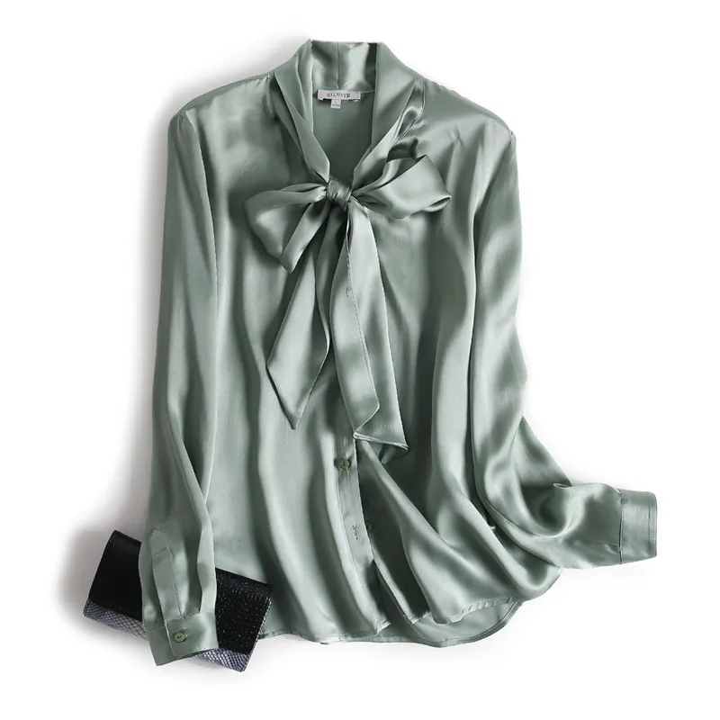 

2021 Womens Spring Silk Blouses & Shirts 100% Mulberry Silk Blouse