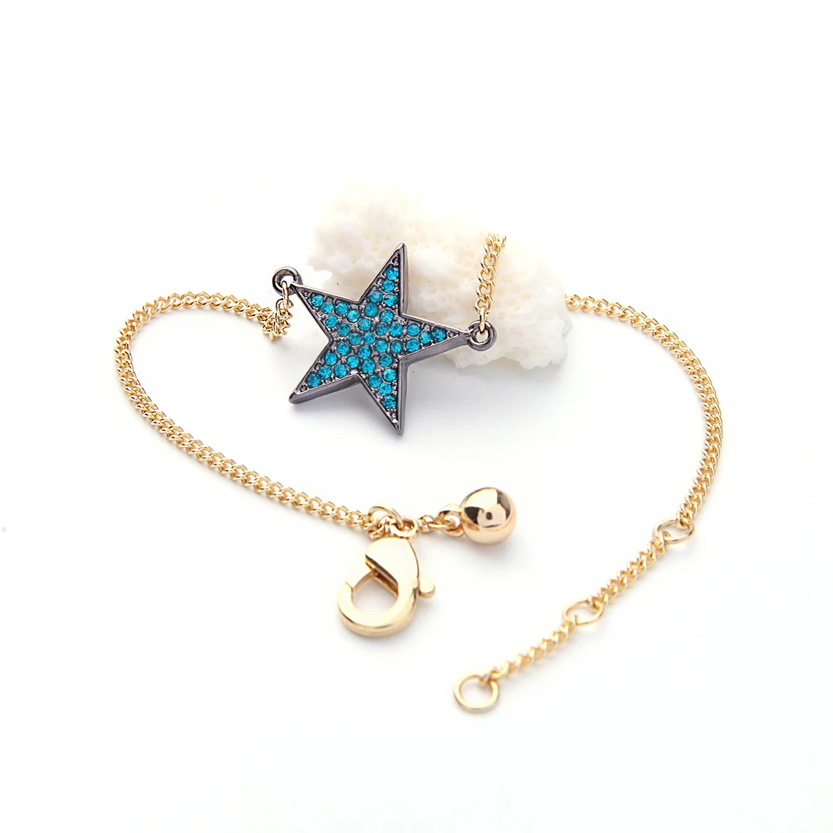 

sl00363c Fashion Blue Star Crystal Adjustable Link Little Girl Jewelry Minimalist Women Wish Bracelet 2021 Charms Pendant