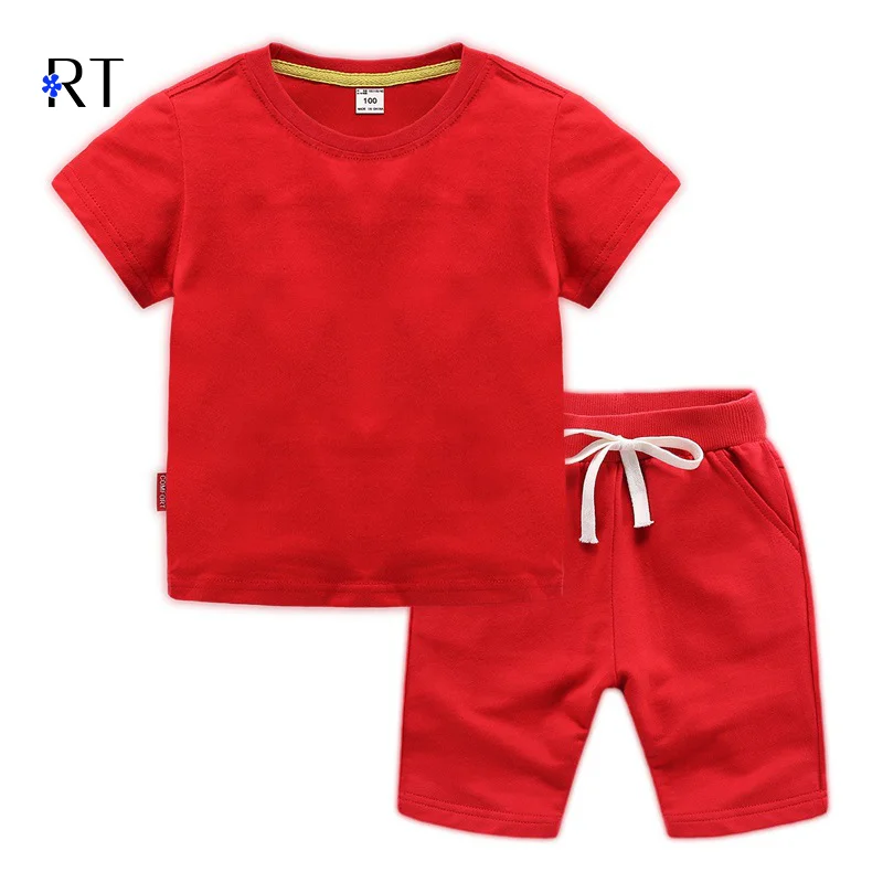 

New Hot Sell Summer Boys Pure Cotton Top Pants Kids Clothing Sets, Picture