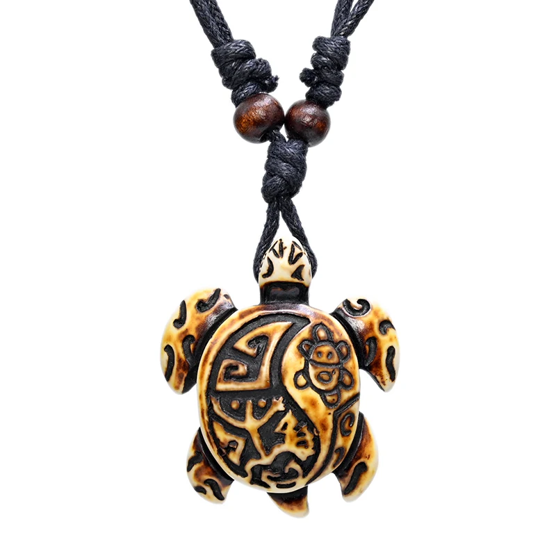 

FX030 Aztec bone necklace Sea turtle pendant men Choker American Maya Inca Jewelry Nautical style Imitation Yak Bone necklace