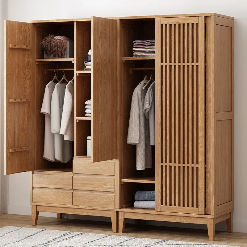 product-BoomDear Wood-Modern OEM supported bedroom furniture solid wooden wardrobe with 2 hollow doo-1