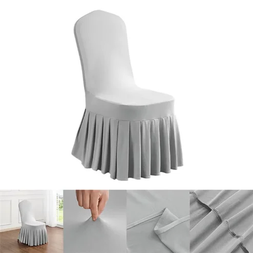 White Polyester Chair Slipcover Elastic Washable Chair Cover for Wedding Hotel Banquet Meeting