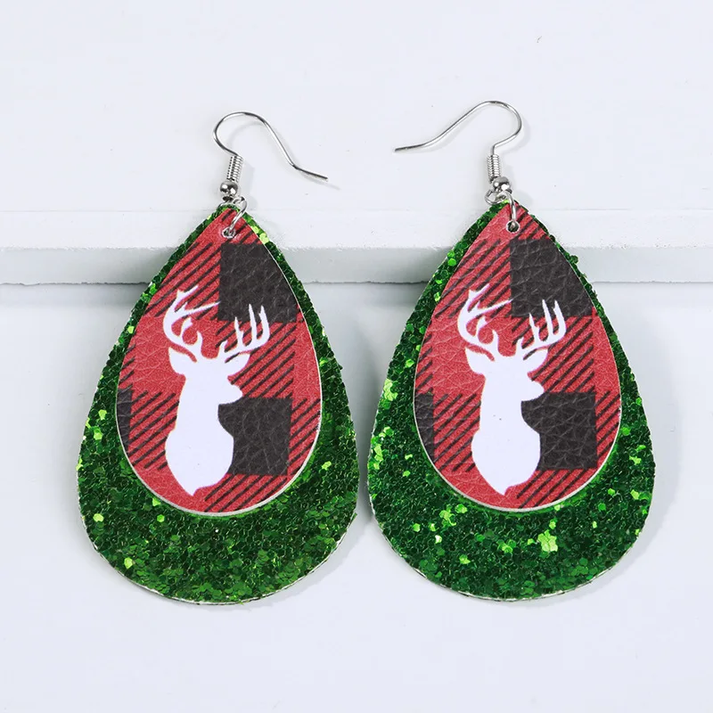 

New Christmas Leather Earrings Water Drops Christmas Day Hot Style Christmas Earrings