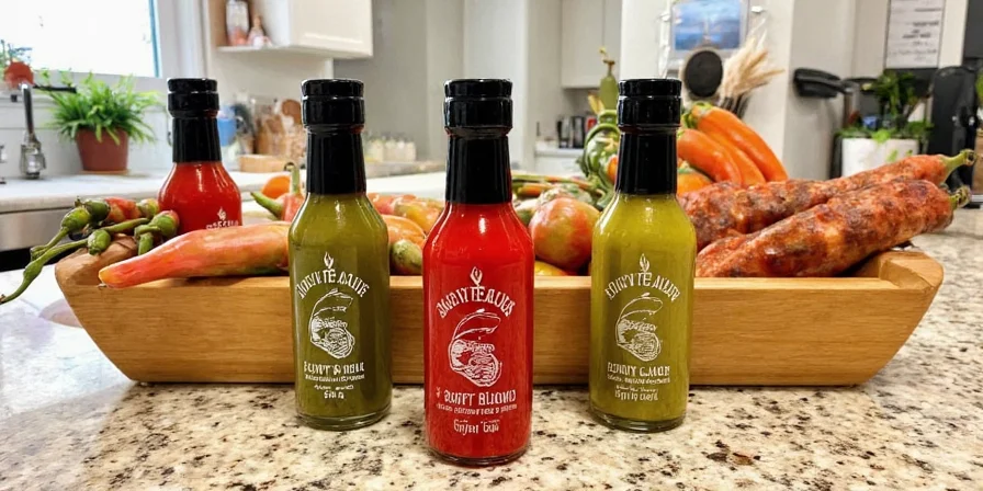 Properly stored hot sauces in refrigerator