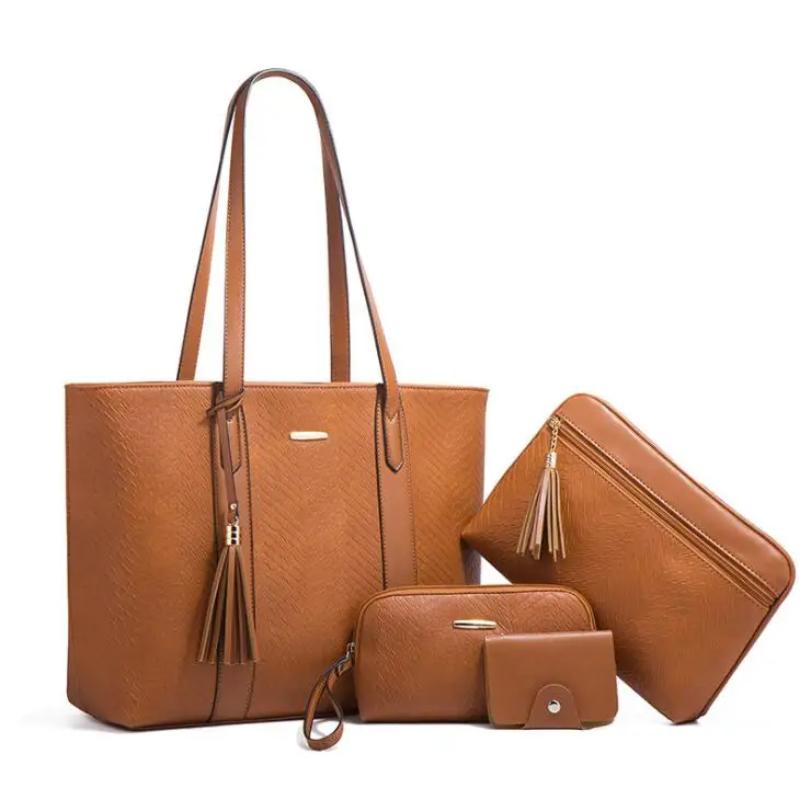 

2021 New Luxury Women Purses Set Designer Leather Ladies Hand Bags Set 4 In 1 Handbag Sets For Women, 5 colors