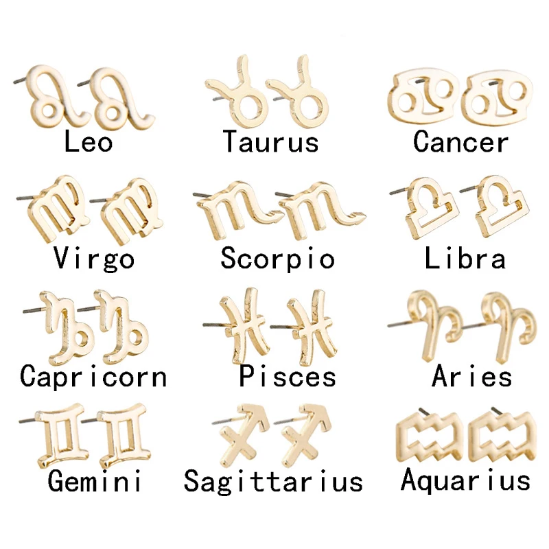 

Zodiac Earrings 12 Zodiac Sign Constellations Stud Earrings, Gold;silver