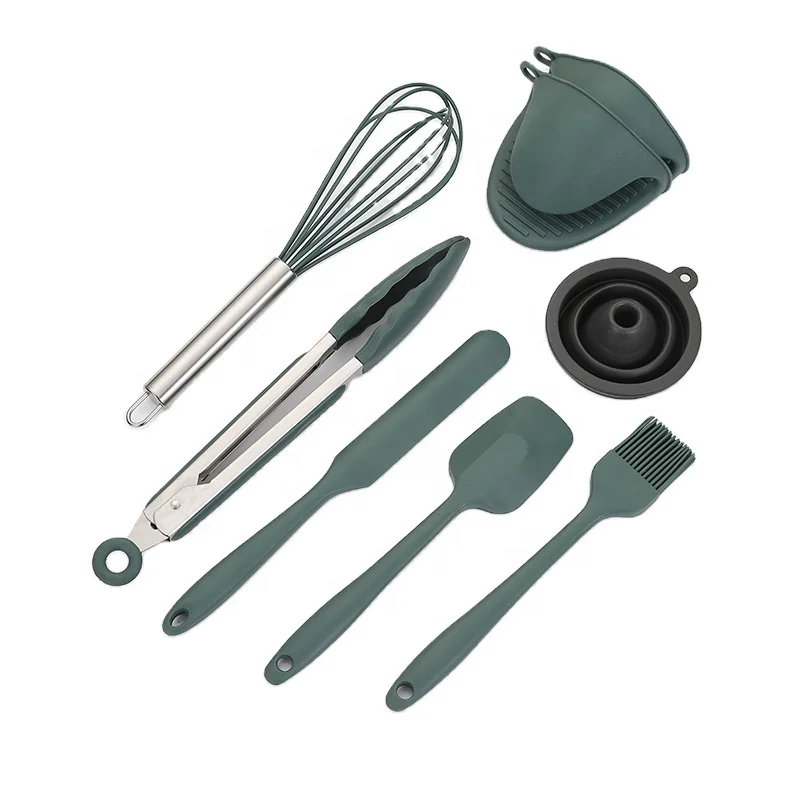 

amazon top seller stainless steel home and kitchen accessories set silicone kitchen accessories sale, Black, green or others