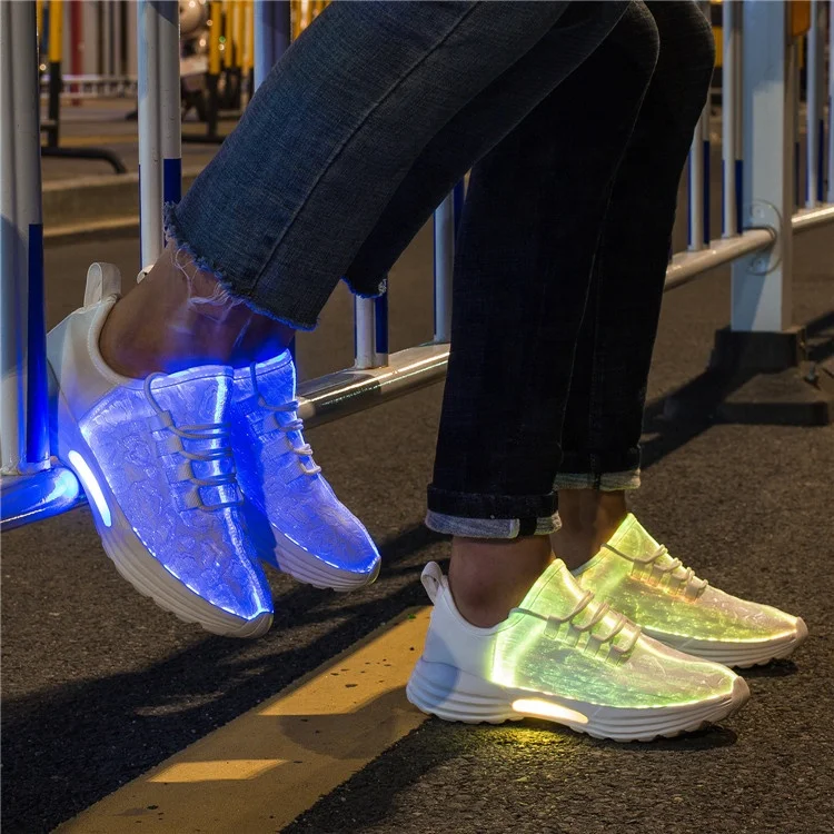 

Rechargeable Luminous Glow in the Dark Adults Womens Glowing Lighting Party Wear Fiber Optic LED Light up Shoes