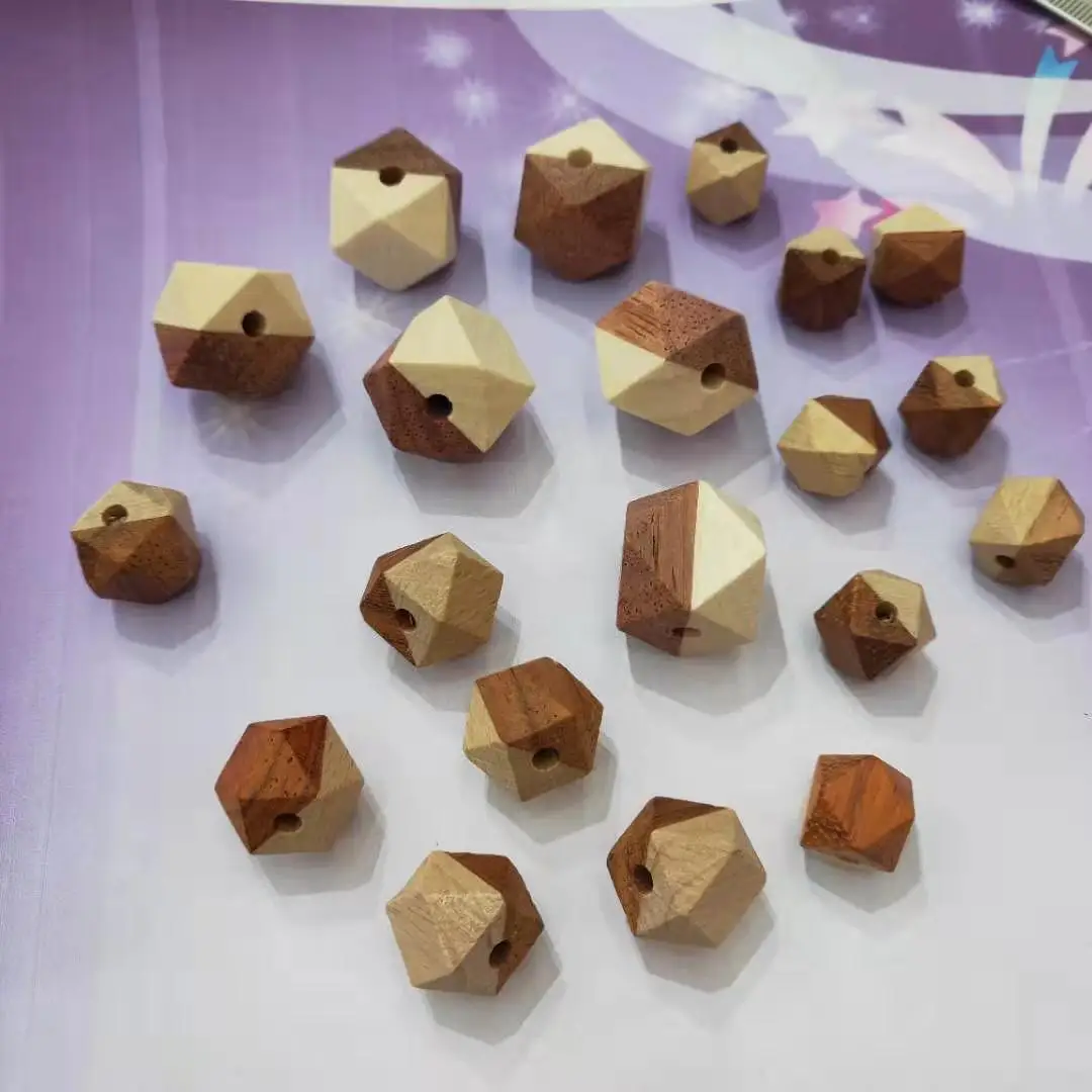 

Wholesale Hand Painted Two Color Octagonal Wooden Beads DIY Children Beech Wood Jewelry Accessories, Multi colors