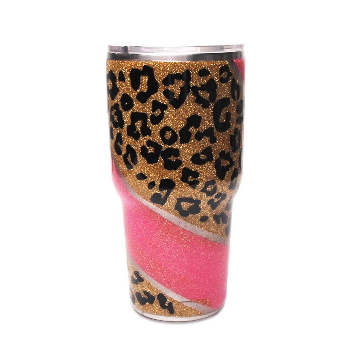 

Leopard Epoxy Glitter Tumblers Handmade 30oz Cup Stainless Steel Pink Cheetah Double Wall Vacuum Tumblers DMA71172