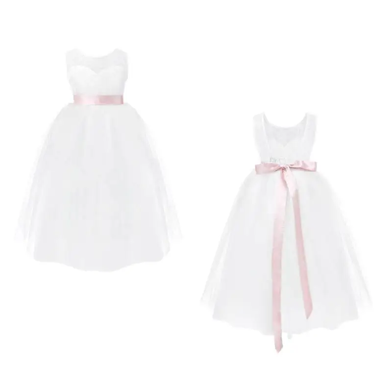 

New Arrived Kids Girls White Ball Gowns Floral Lace Flower Evening Dress For A Princess Girl