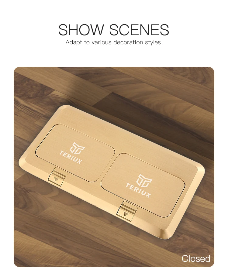 U.S.A standard brass power 16A double pop-up floor socket box