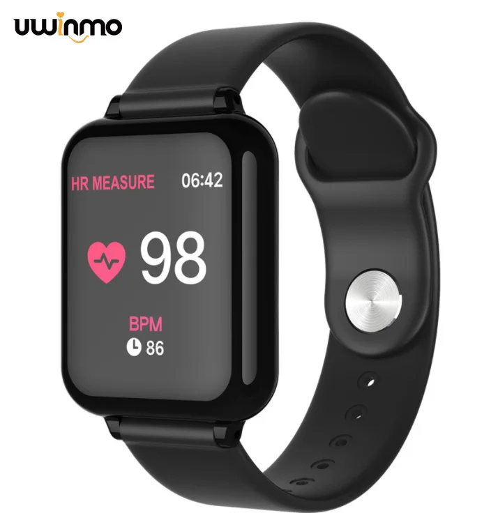 

IP67 Waterproof Heart Rate Monitor bracelet B57 Blood Pressure fitness tracker sport band smart watch, Black white pink