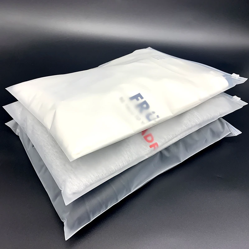 

Custom Logo Print Resealable Water proof Clothing Package Zipper Closure CPE Frosted Ziplock Plastic Bags