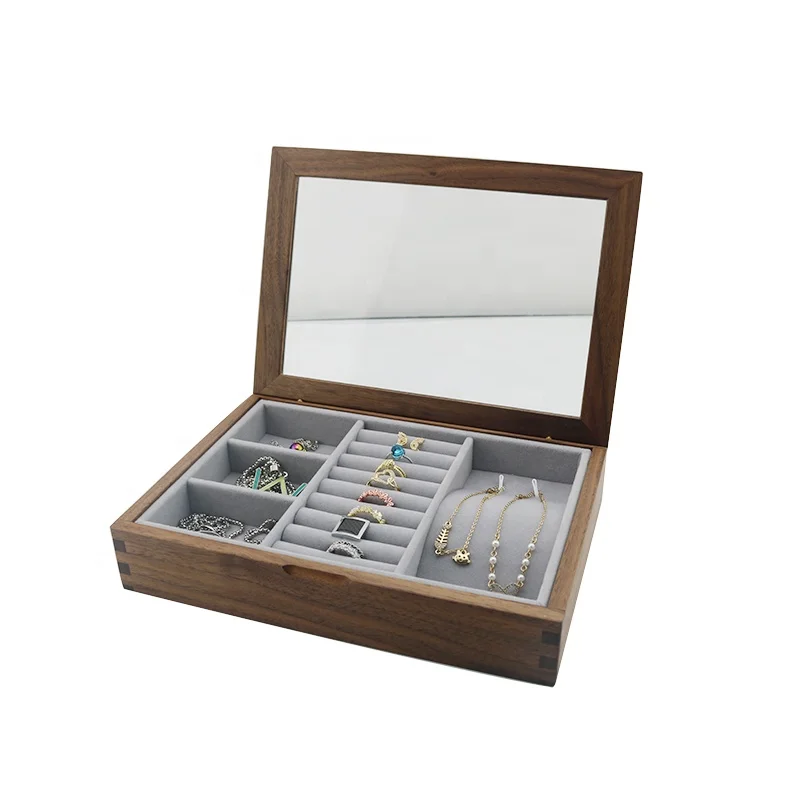 

Luxury transparent window lid wooden craft boxes jewelry box packaging wood box for jewelry