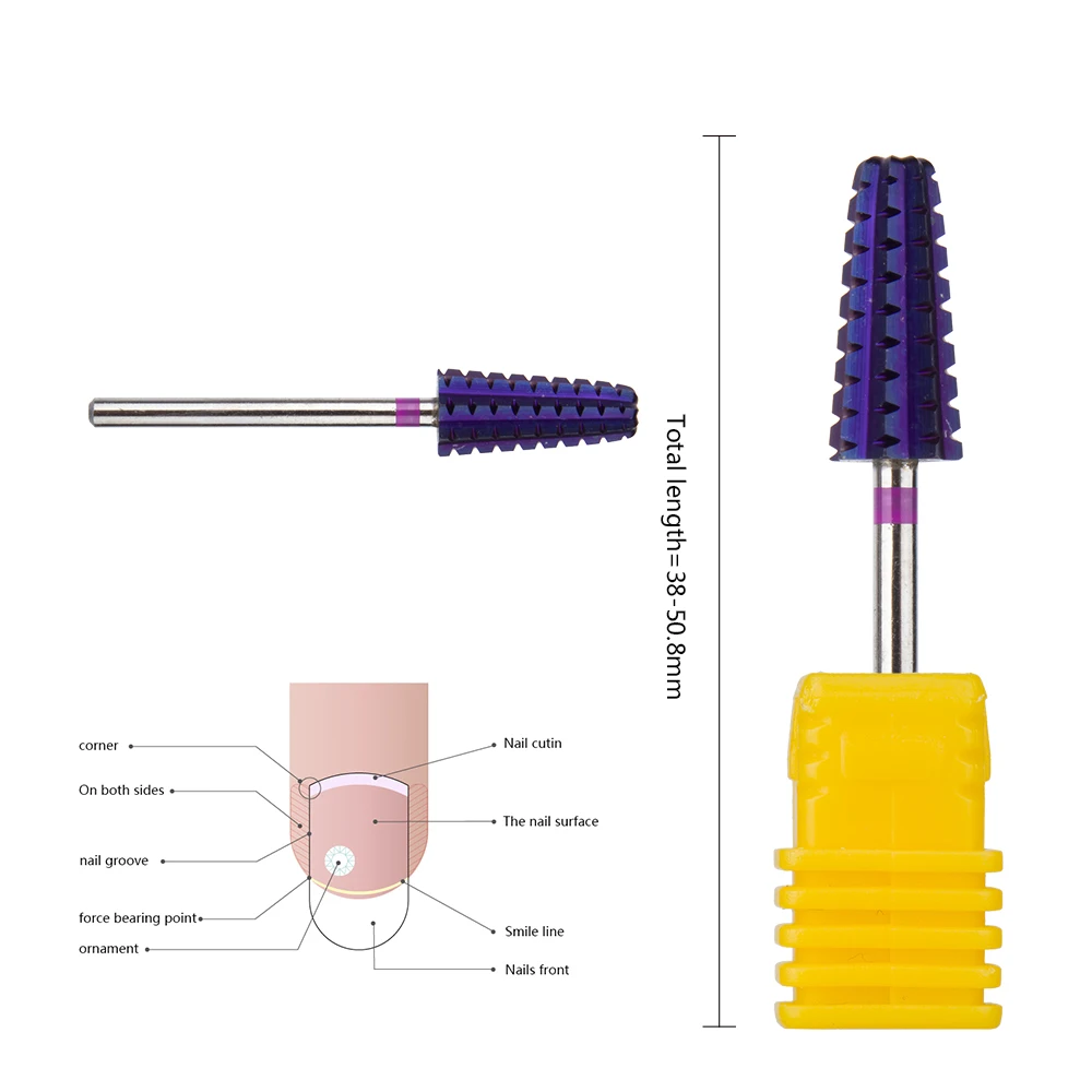 

Professional Nail Salon Purple 5in1 Bit Nail Rotary Tools Carbide Nail Drill Bit