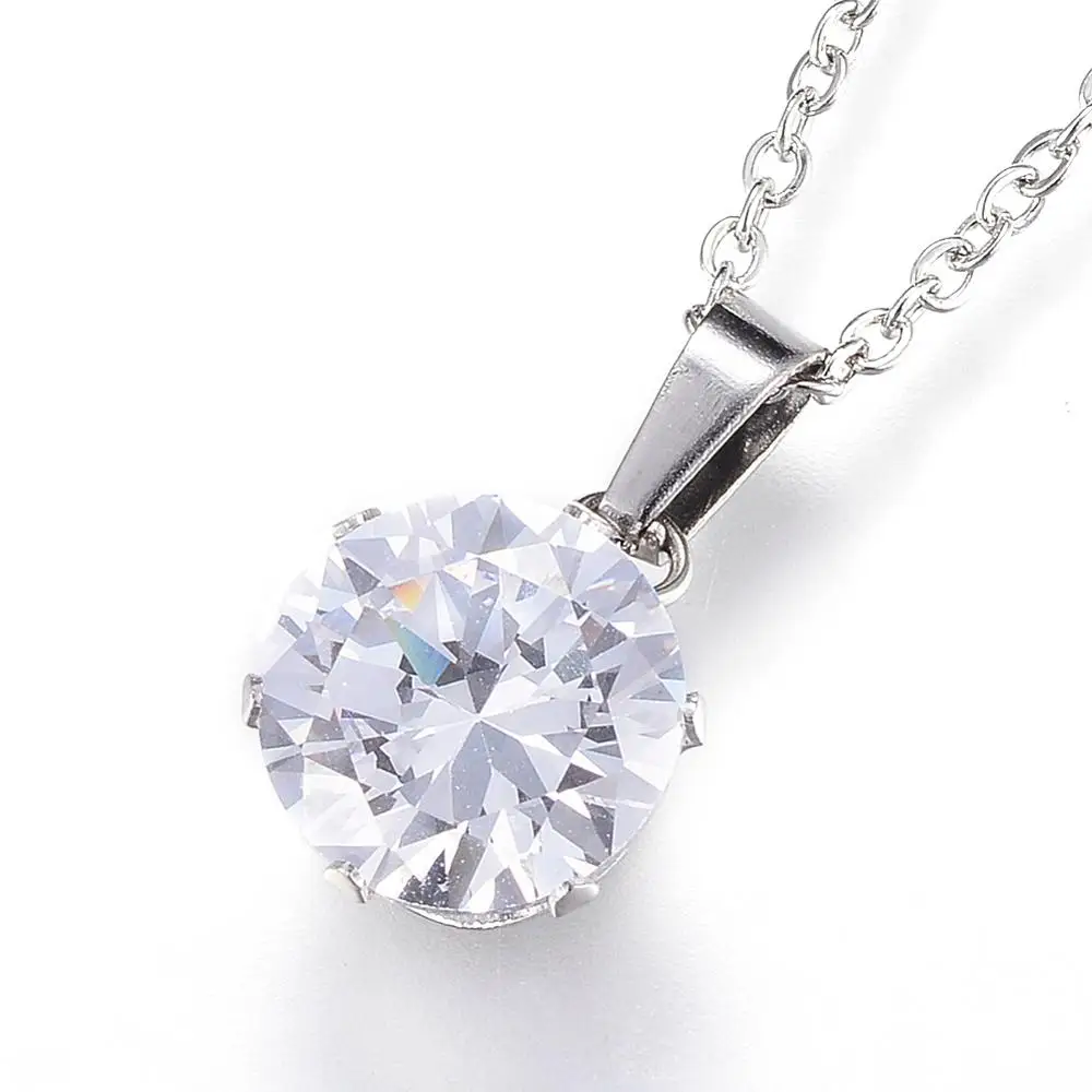 
Pandahall Cubic Zirconia Earring Necklace Jewelry Set For Women And Girls Stainless Steel Jewelry Set 