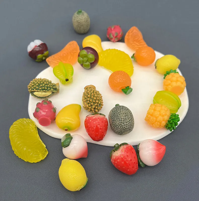 

JC crystal wholesale cute resin fruit charm DIY mix food 20 designs 3D mini resin fruits