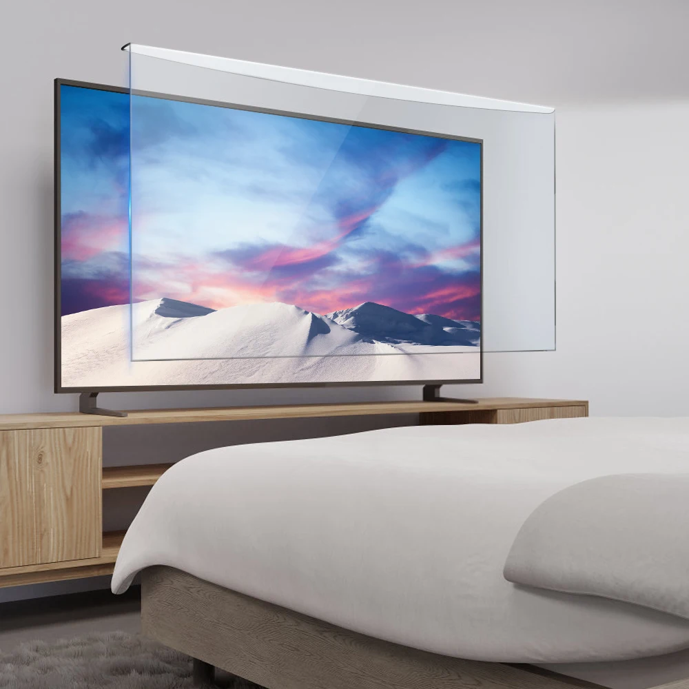 

32"- 75" TV Hanging On Acrylic Anti Blue Light Filter Anti Glare Eye Protection Film Removable TV Screen Protector, Transparent
