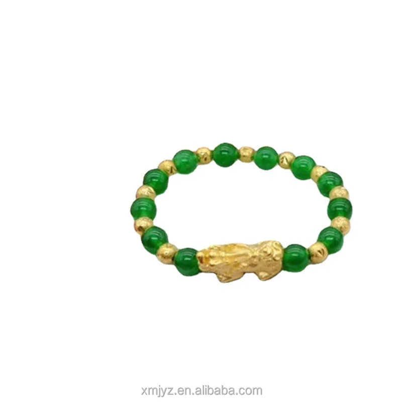 

Vietnam Gold Pi Xiu Bracelet Brass Plated Fashion Temperament Men And Women Red Green Chalcedony Jewelry