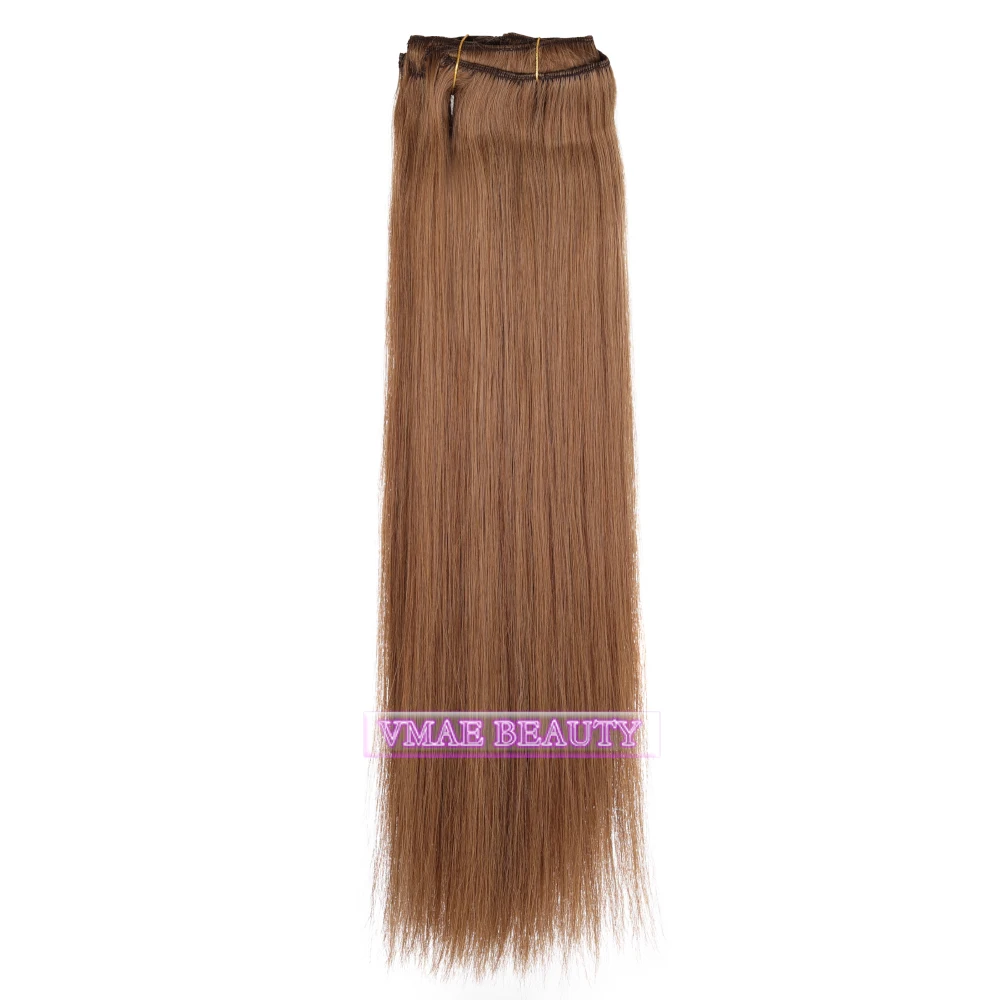 

VMAE 11A 140g Double Drawn Silk Straight #6 Brown Clip Ins Peruvian Remy Raw Virgin Human Hair Clip In Hair Extensions