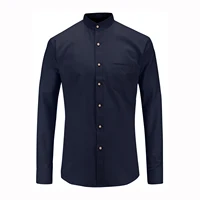 

Wholesale Mens Oxford Banded Collar Pocket Casual Long Sleeve Shirts for Men