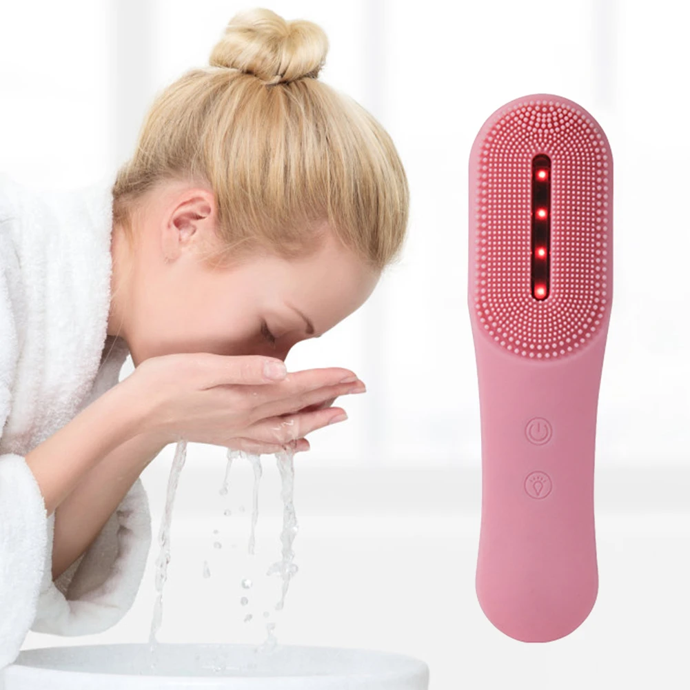 

Electric sonic vibrating facial cleansing brush ultrasonic vibration massager led photon face cleansing brush, 4 colors