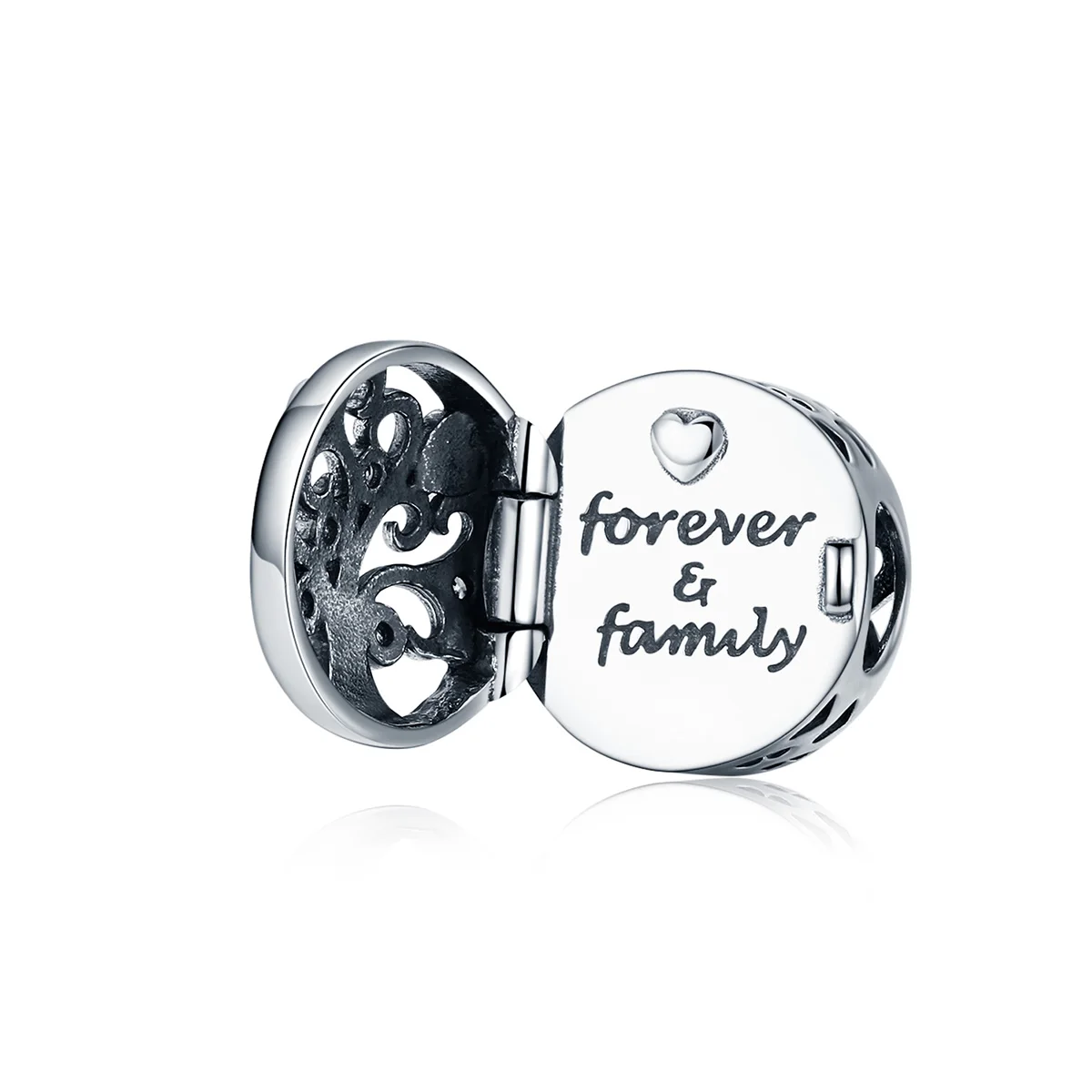

BAMOER Family Tree Round Charm for Women Sterling Silver 925 Beads for Bracelet Engrave Forever Love Charms SCC1259