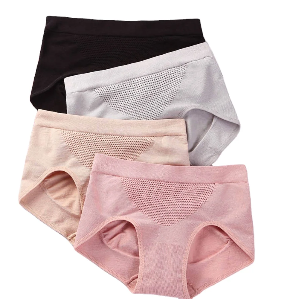 

Women's Knickers Mid Waist Woman Honeycomb Brief Breathable Underwear Cotton Seamless Panties