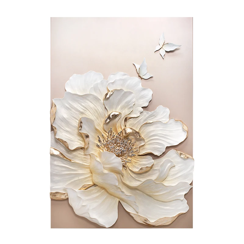 

Relife Original Design Gold Hot Sale Luxury Golden Flower 3d Handmade Wall Painting Flower