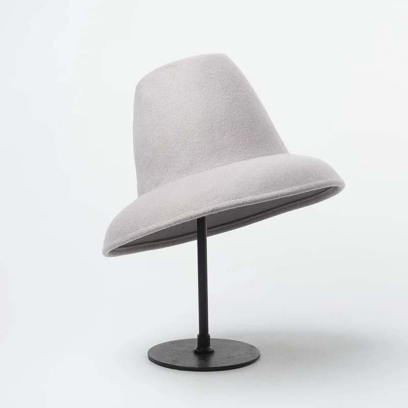 女装100% 羊毛毡时尚时尚圆锥形顶帽子 cloche 斗帽