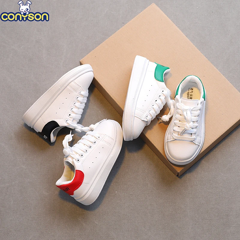 

Conyson Sports Leisure Children's Sports Shoes 2023 Spring Autumn New School Wear Breathable Boy Leather Girl White Kids shoes