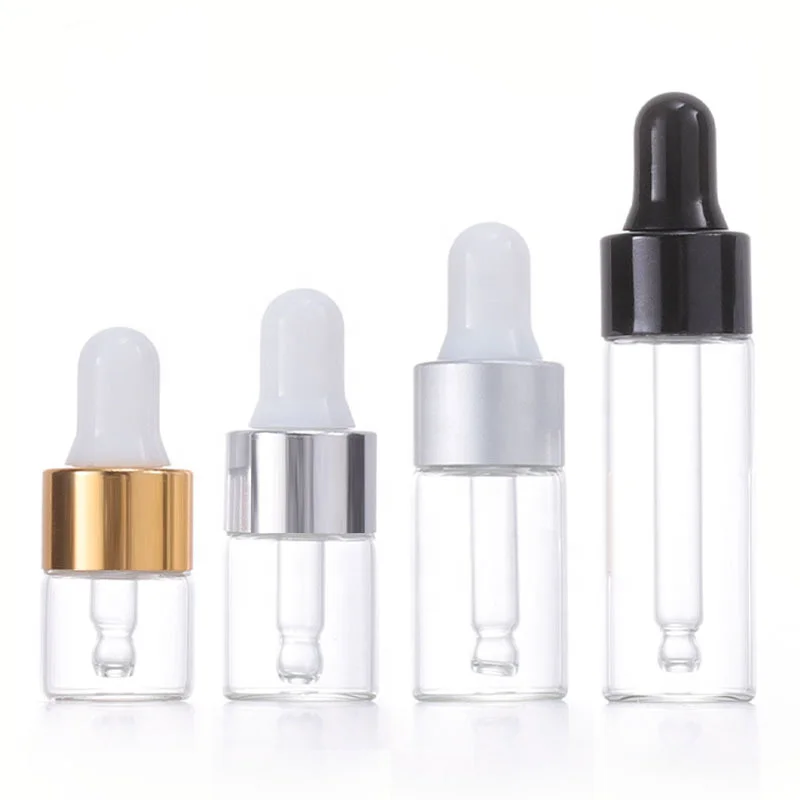 Press Button Dropper Bottle Glass Tincture Dropper Bottles Essential Oil Bottle C-rystal for Perfume 1ml 2ml 3ml 5ml