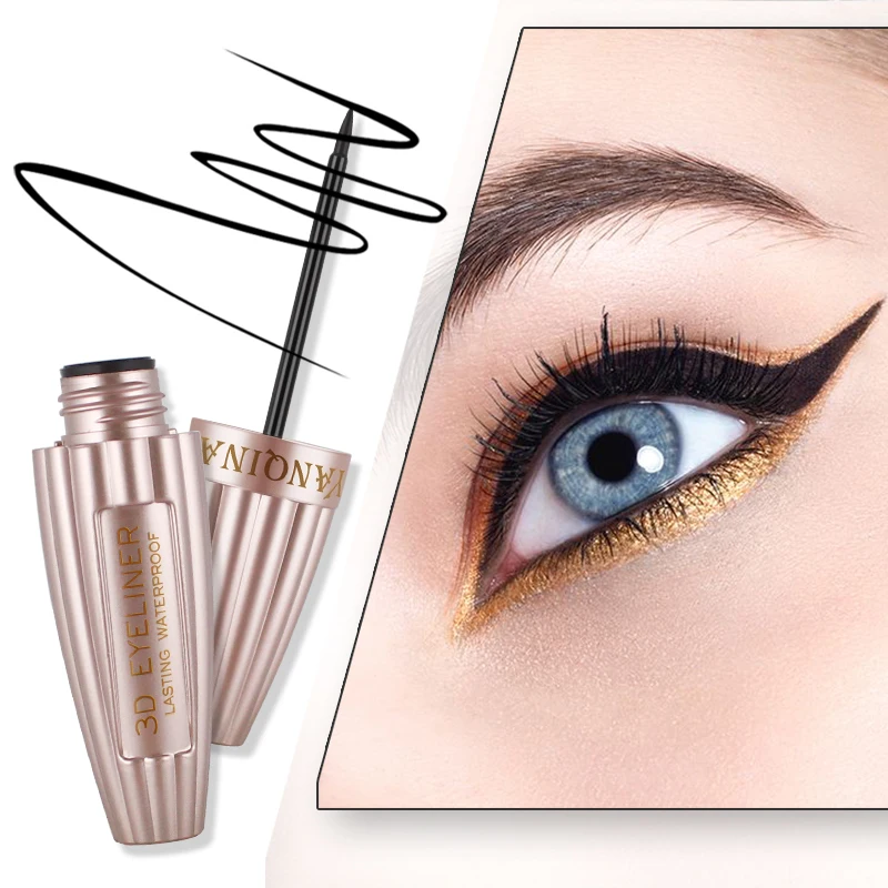 

YANQINA Quick-Dry 3D Eyeliner Fine Brush Head Cool Black Waterproof Sweat-Proof Non-Staining Long-Lasting Eyeliner