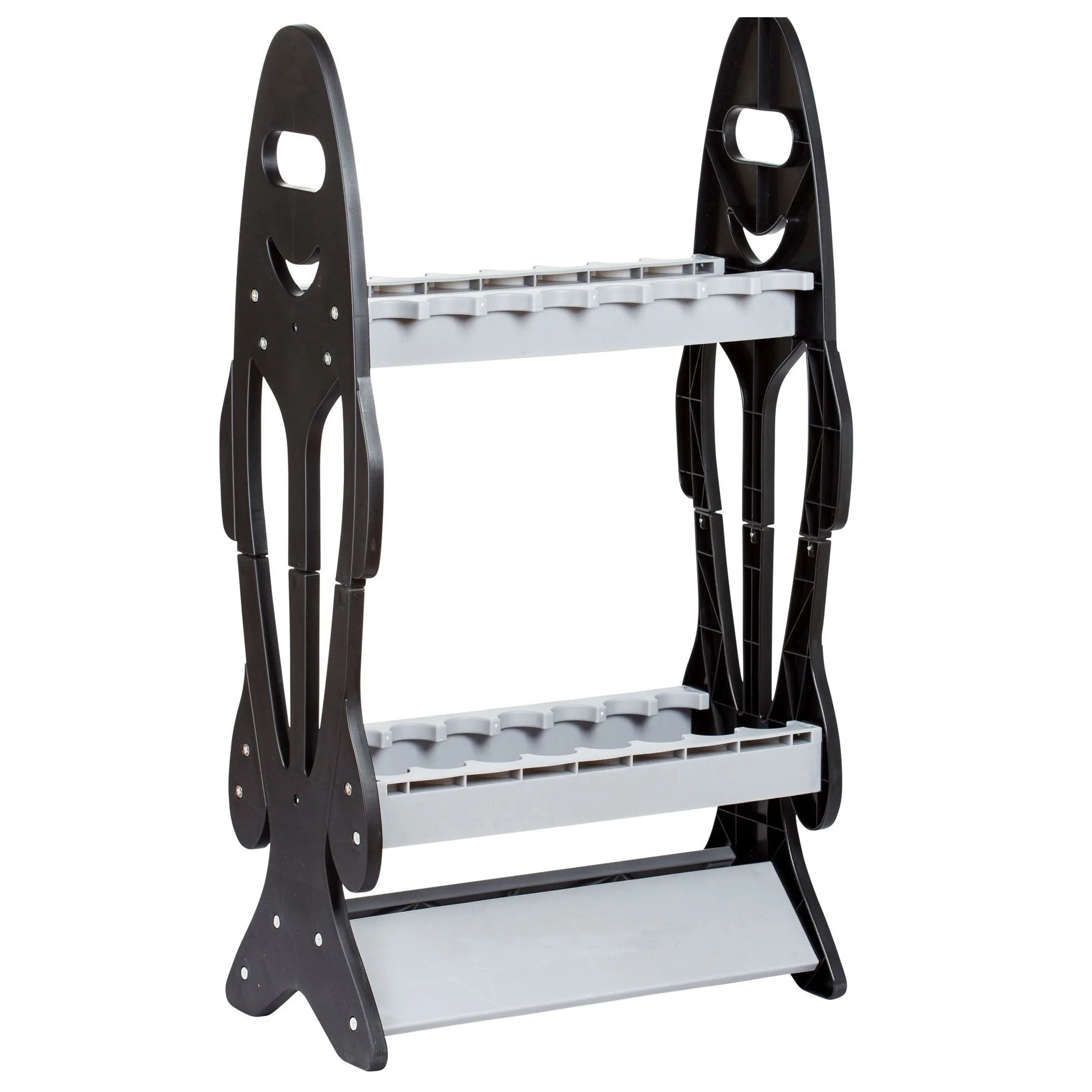 

Collapsible fishing rod holder display rack storage PP plastic fish-shaped display rack Fishing rod rack, Black