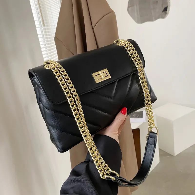 

2021 New Design Luxury Women Shoulder Purses Chains Strap Ladies Bags Leather Handbags