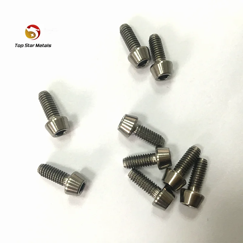 

Grade 5 Standard DIN912 M5*10mm hexagon socket tapered head cap titanium screws, Natrual color