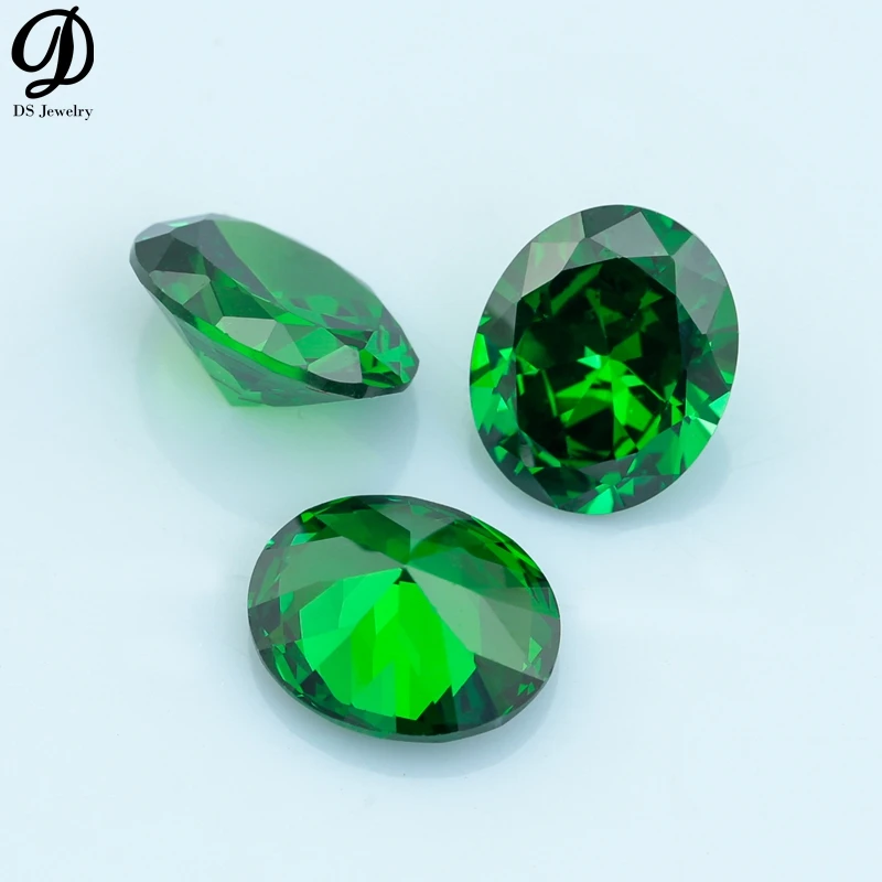 

China High quality oval shape synthetic cubic zirconia rough emerald stone