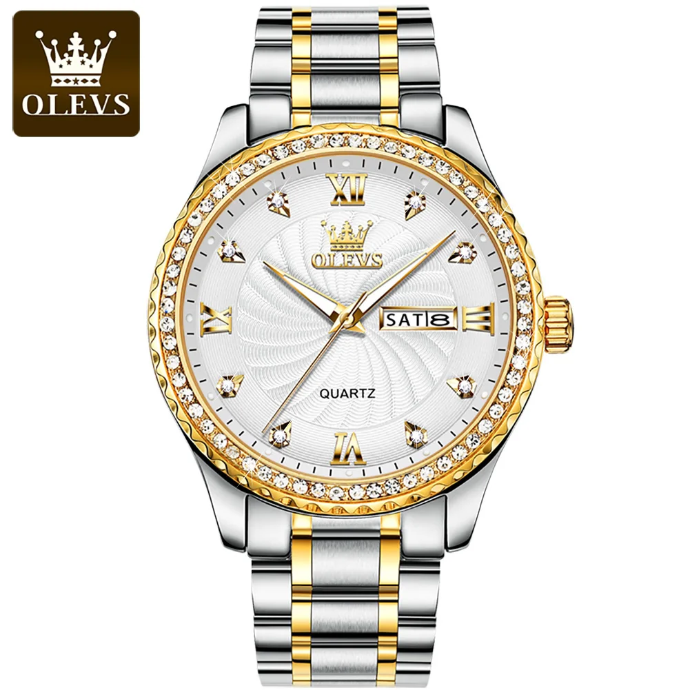 

OLEVS Brand Men Fashion Luxury Quartz Watch Stainless Steel Band Date Business Montre Homme Wrist Men Watch, 4 colors to choice