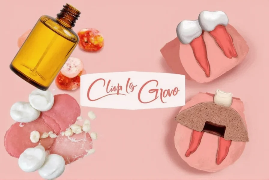 Illustration showing proper cold compress application for tooth pain relief alongside clove oil