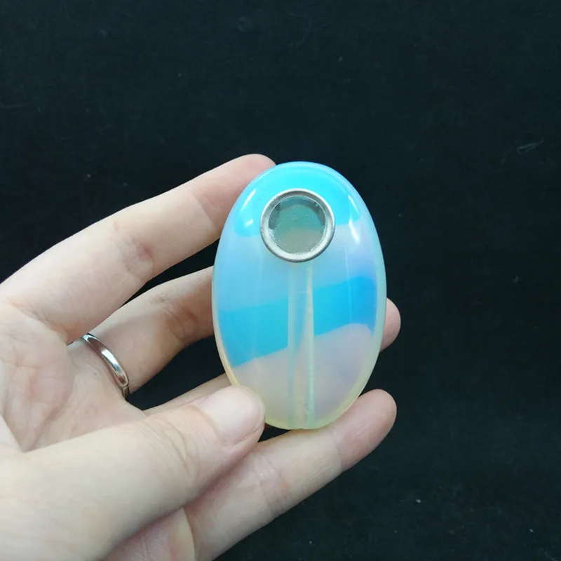 

Wholesale natural quartz polishing healed oval crystal opal smoke pipe, Colorful